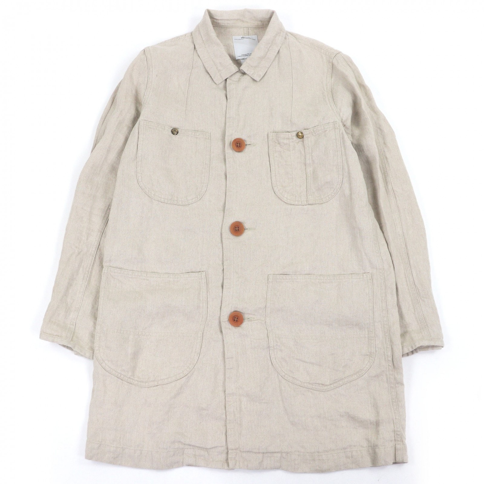 美品 ビズビム ステンカラーコート ベージュ メンズ 2