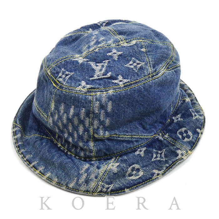 LOUIS VUITTON ルイ・ヴィトン ボネ・ダミエジャイアント  ハット ウェーブモノグラム ブルー MP2733 NX0230 58 ユニセックス【中古】
