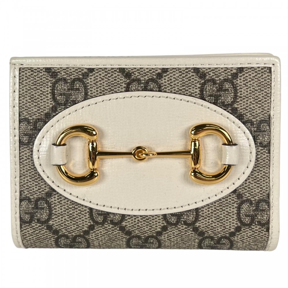 GUCCI グッチ 二つ折り財布  GGキャンバス   ブラウン 茶 ゴールド金具 レディース【中古品】
