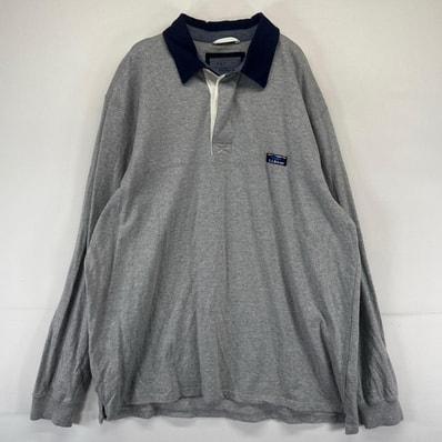 古着 エルエルビーン L.L.Bean 長袖シャツ ワンポイントロゴ ポロシャツ ラガーシャツ アウトドア XL グレー系 メンズ