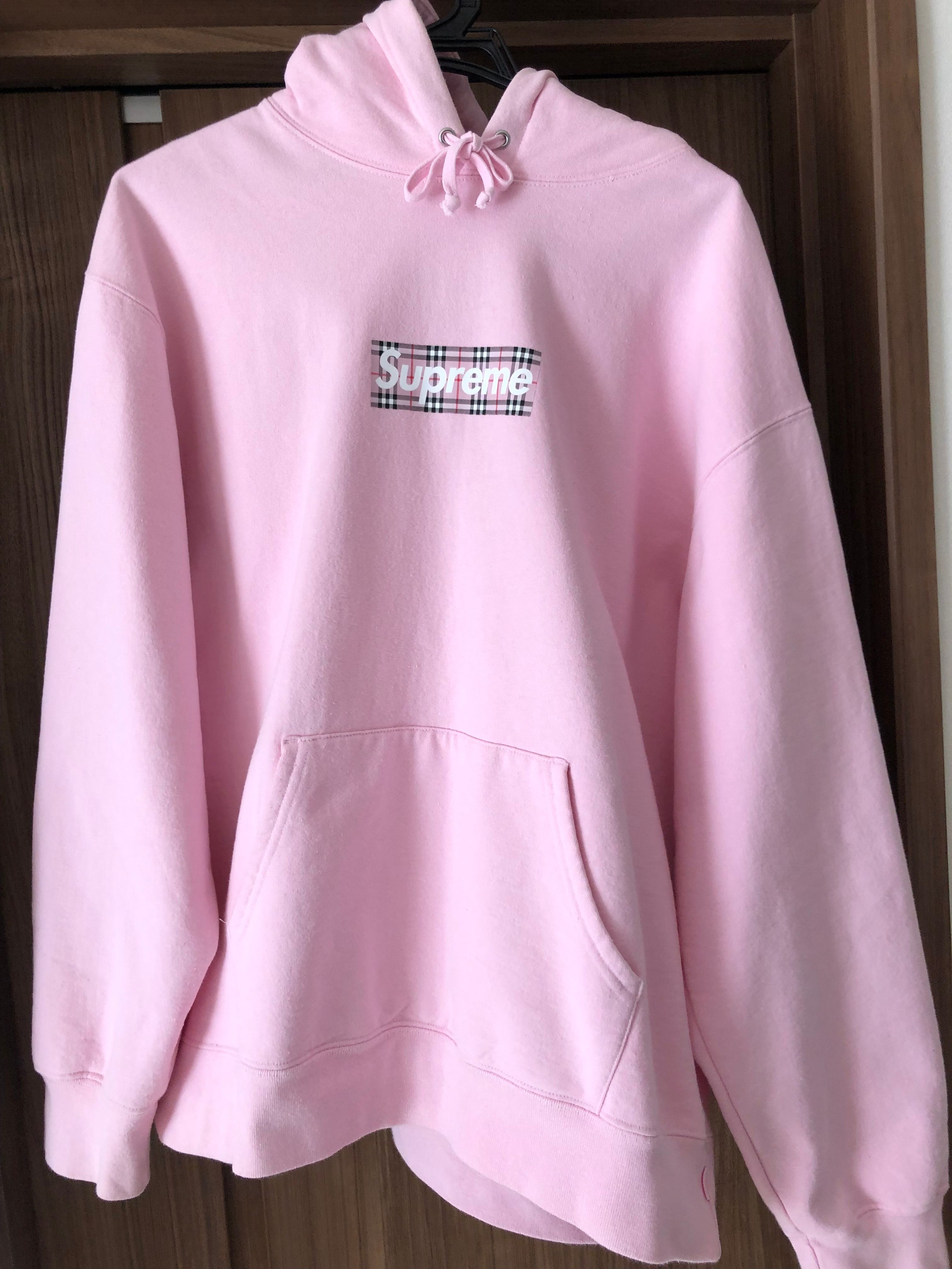 Supreme / Burberry Box Logo Hooded Sweatshirt "Pink"