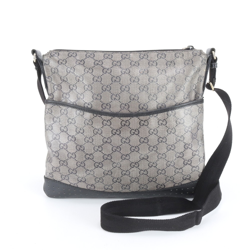 グッチ145857 ショルダーバッグ レザー×コーティングキャンバス