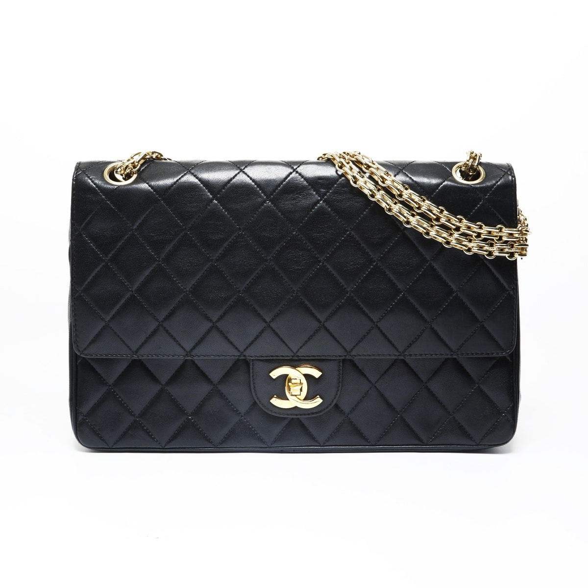 シャネル CHANEL ラムスキン マトラッセ ダブルフラップ ショルダーバッグ【中古】