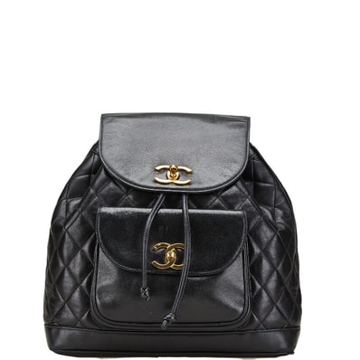 シャネル マトラッセ ココマーク ゴールド金具 チェーン リュック バックパック ブラック ラムスキン レディース CHANEL 【中古】