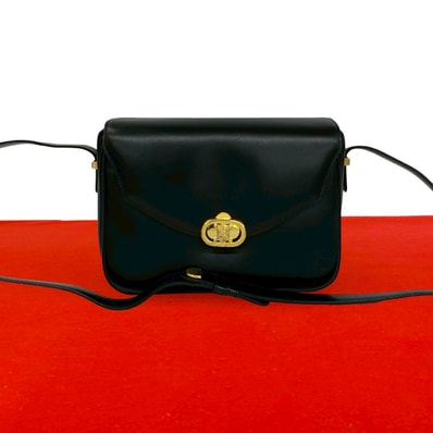CELINE セリーヌ トリオンフ ロゴ 金具 レザー ショルダーバッグ ブラック
76357