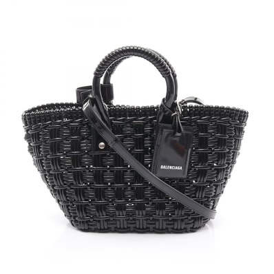 バレンシアガ BALENCIAGA BISTRO XS ビストロ バスケットバッグ トートバッグ バッグ エナメル レディース ブラック系 671342 【中古】
