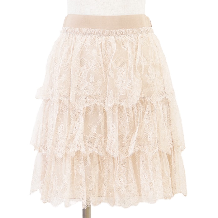 【美品】 ヴァレンチノ レース スカート レディース ライトベージュ 42 Valentino