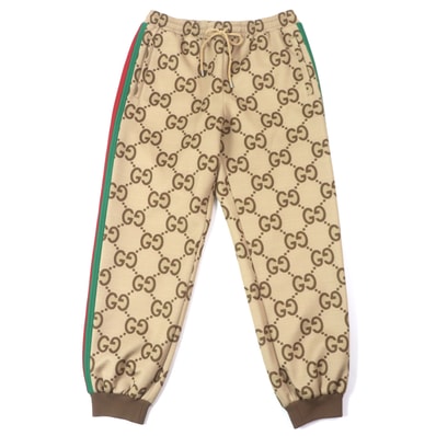 GUCCI Jumbo GG Track Bottom With Web "Beige/Ebony"