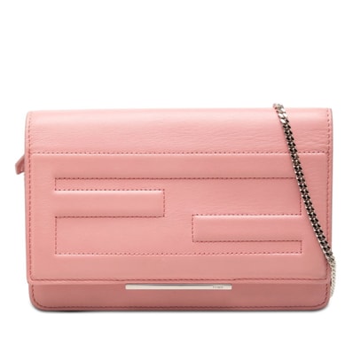 フェンディ チェーン ショルダーバッグ ウォレット 8M0346 ピンク レザー レディース FENDI 【中古】