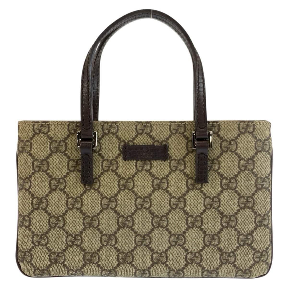 美品 GUCCI グッチ ベージュ ブラウン GGスプリームキャンバス レザー/ ハンドバッグ 1-0297740 【中古】