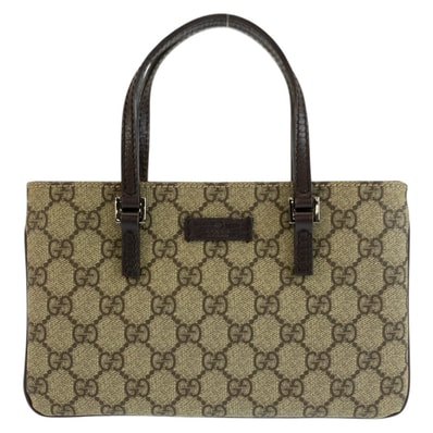 美品 GUCCI グッチ ベージュ ブラウン GGスプリームキャンバス レザー/ ハンドバッグ 1-0297740 【中古】