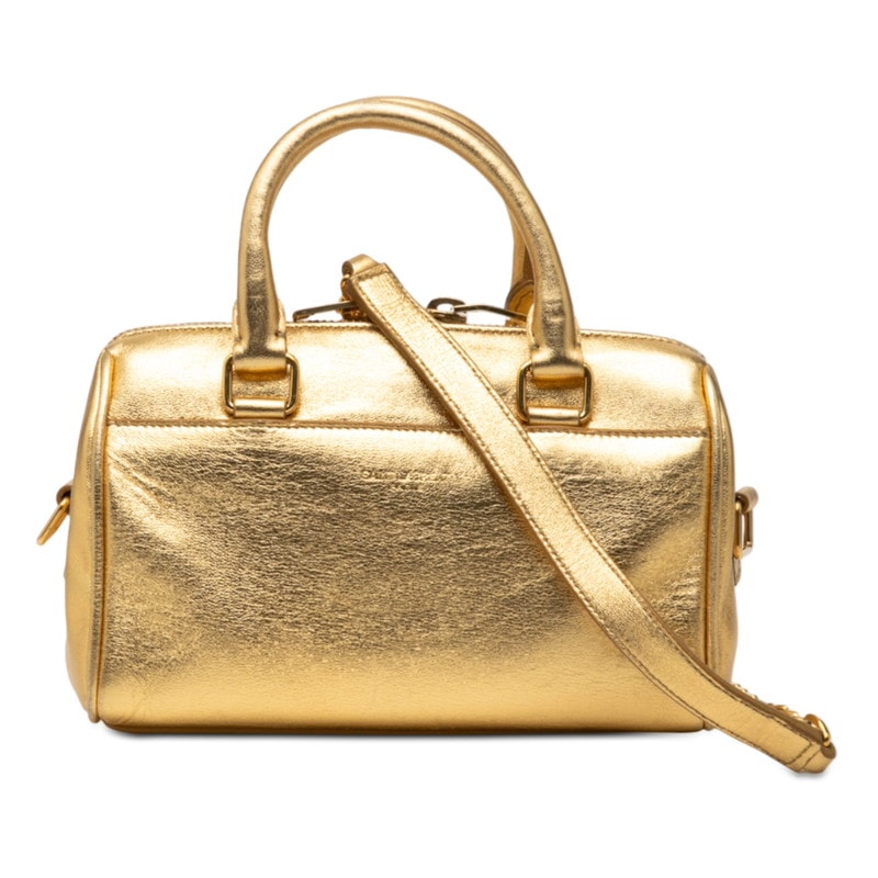 サンローラン ベイビーダッフル  ハンドバッグ ショルダーバッグ 2WAY 340238 ゴールド レザー レディース SAINT LAURENT 【中古】