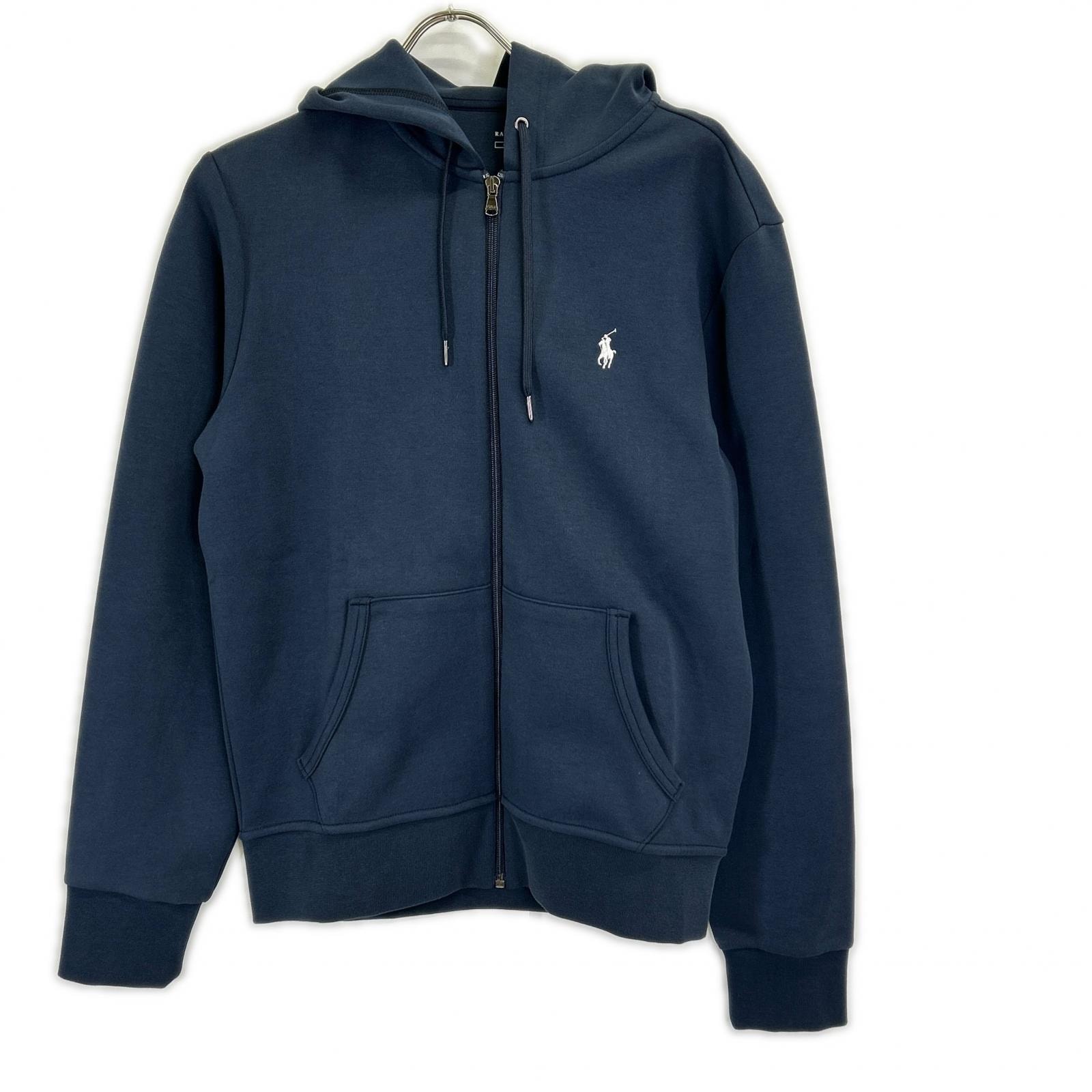 ポロ ラルフローレン ネイビー ダブルニット フルジップ フーディ S