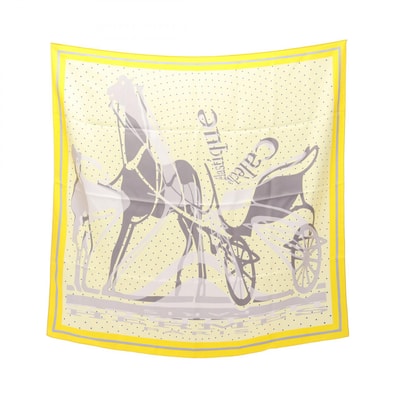 エルメス HERMES カレ90 CALECHE ELASTIQUE スカーフ 衣料品 シルク シルク レディース イエロー系 / マルチカラー 【中古】
