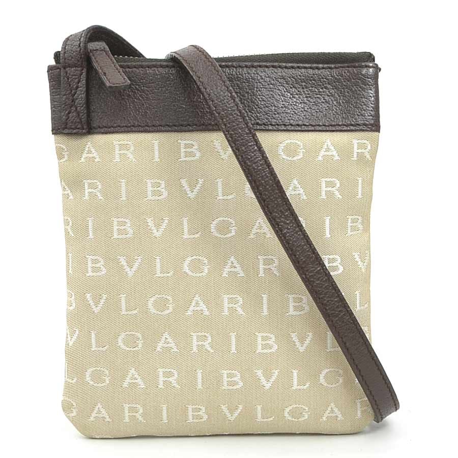 ブルガリ BVLGARI ショルダーバッグ キャンバス/レザー ブラウン×ベージュ レディース【中古】 h31259a