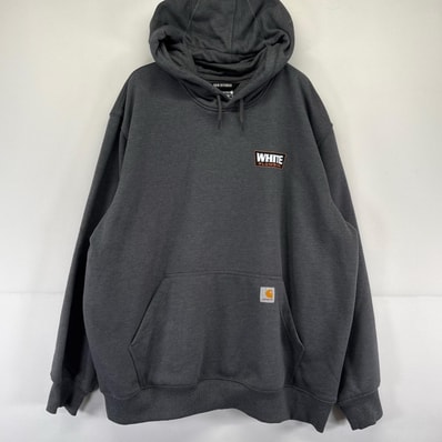 古着 カーハート Carhartt パーカー ワンポイントロゴ スウェット 大きいサイズ 2XL グレー系 バックプリント メンズ