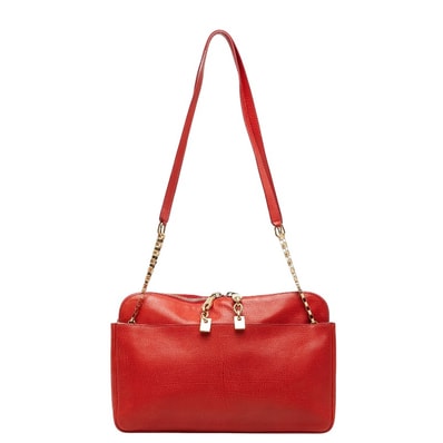 クロエ ルーシー チェーン ショルダーバッグ トートバッグ レッド レザー レディース Chloe 【中古】