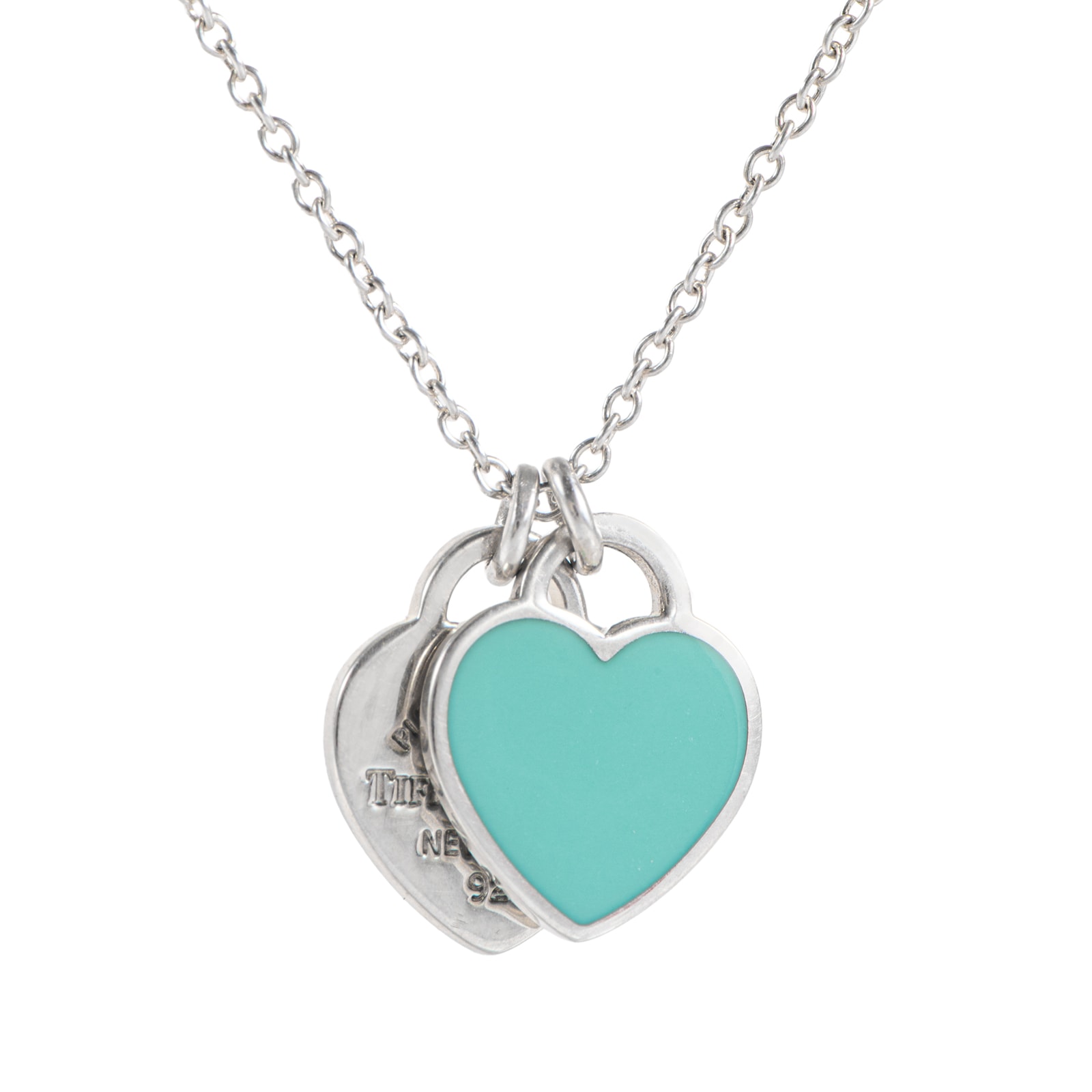 TIFFANY&Co. ティファニー リターン トゥ ティファニー ブルー ダブル ハート タグ ペンダント ミニ ネックレス スターリングシルバー シルバー ブルー【中古】