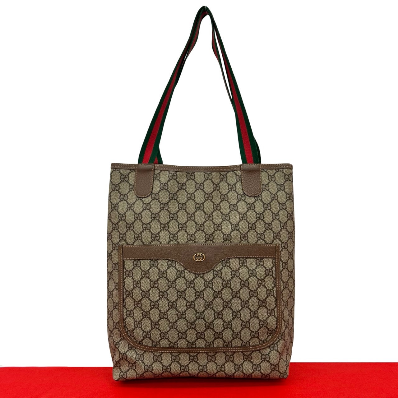 GUCCI GG シェリーライン トートバッグ PVC レザー ブラウン | ヤマダ