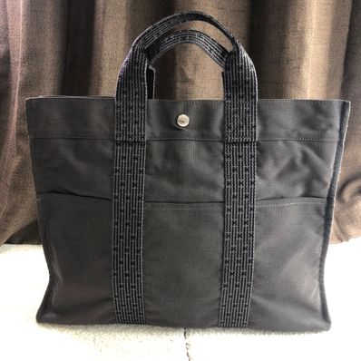 HERMES Her Line Canvas Tote Bag "Gray"