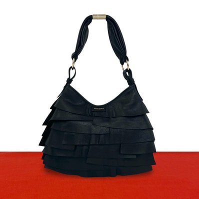 Saint Laurent Saint-Tropez Leather Semi Shoulder Bag "Black"