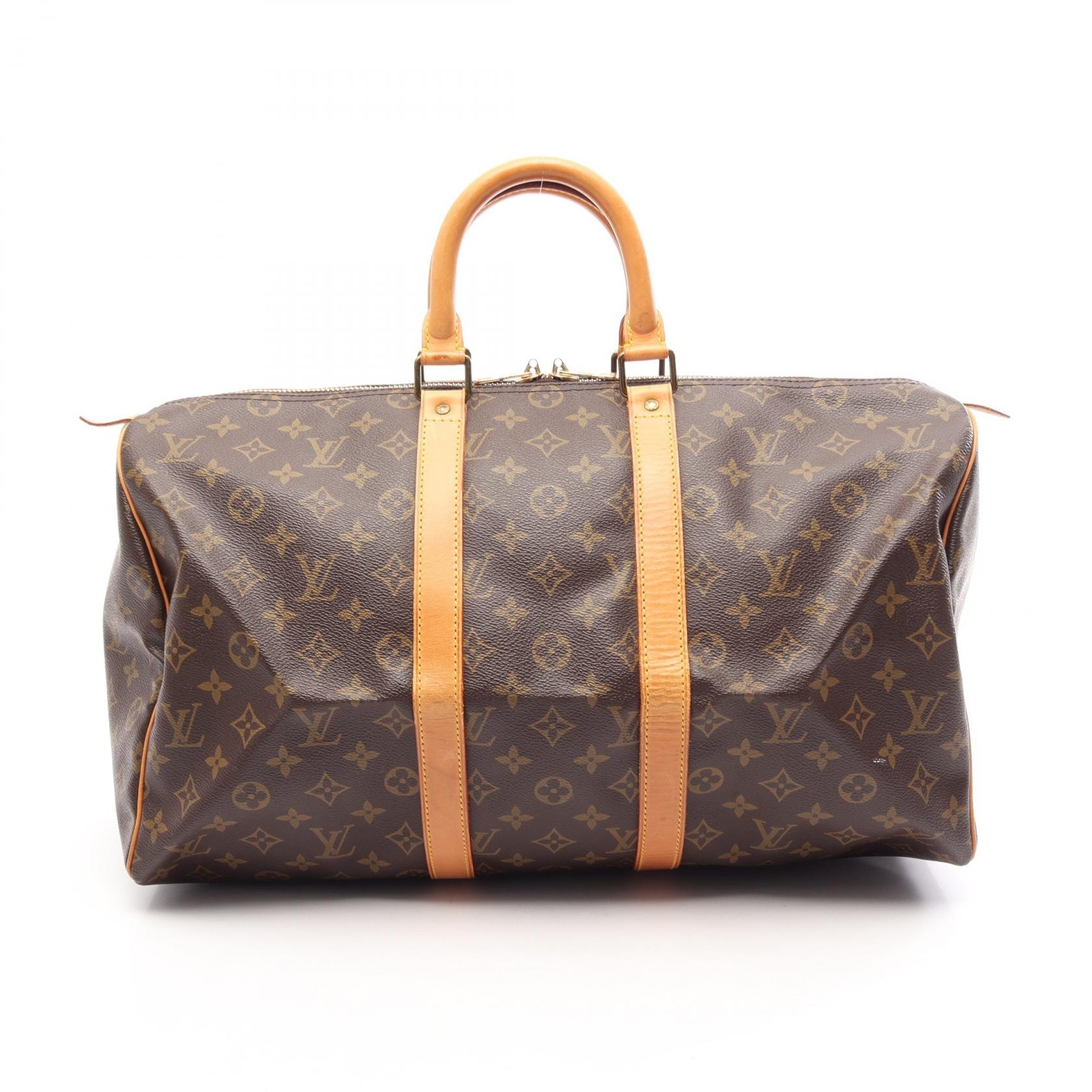 ルイ・ヴィトン LOUIS VUITTON キーポル45 モノグラム ボストンバッグ バッグ PVCコーティングキャンバス レザー メンズ レディース ブラウン系 M41428 【中古】