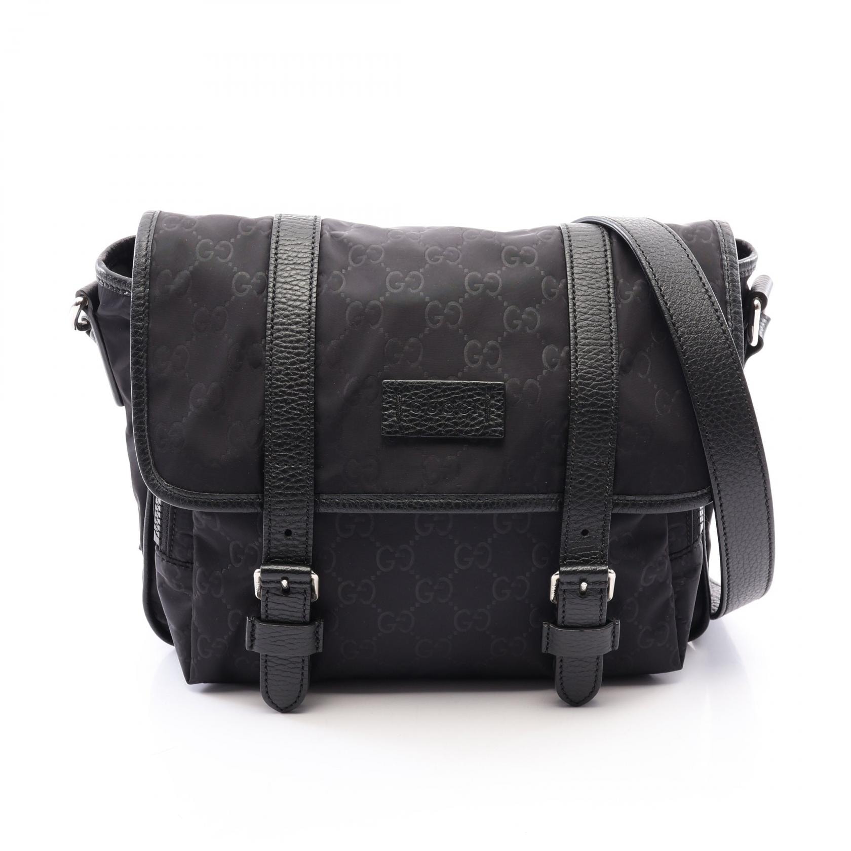 グッチ GUCCI GGナイロン ショルダーバッグ バッグ ナイロン レザー レディース ブラック系 510335 【中古】