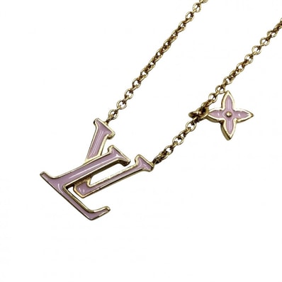 LOUIS VUITTON ルイヴィトン ネックレス ネックレスLV アイコニックエナメル アクセサリー 小物 アジャスター付き モノグラムフラワー M01215 ゴールド ピンク レディース 約5.6g 美品【中古品】