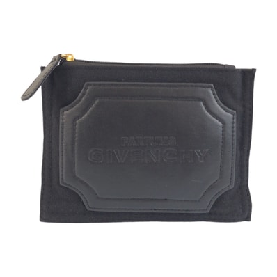 GIVENCHY ジバンシィ ブラック 黒 ゴールド金具 キャンバス ポーチ メイクポーチ 小物入れ 601936 【中古】