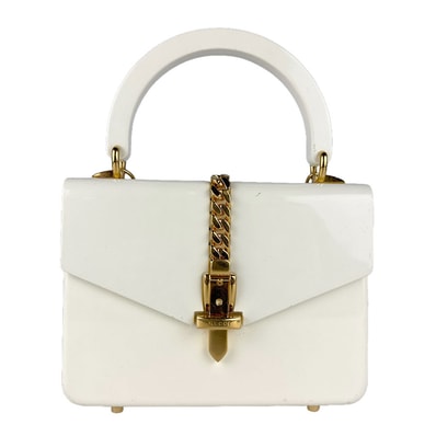 グッチ GUCCI ハンドバッグ ショルダーバッグ シルヴィ1969 アクリル/メタル アイボリー レディース 589482【中古】 z8898