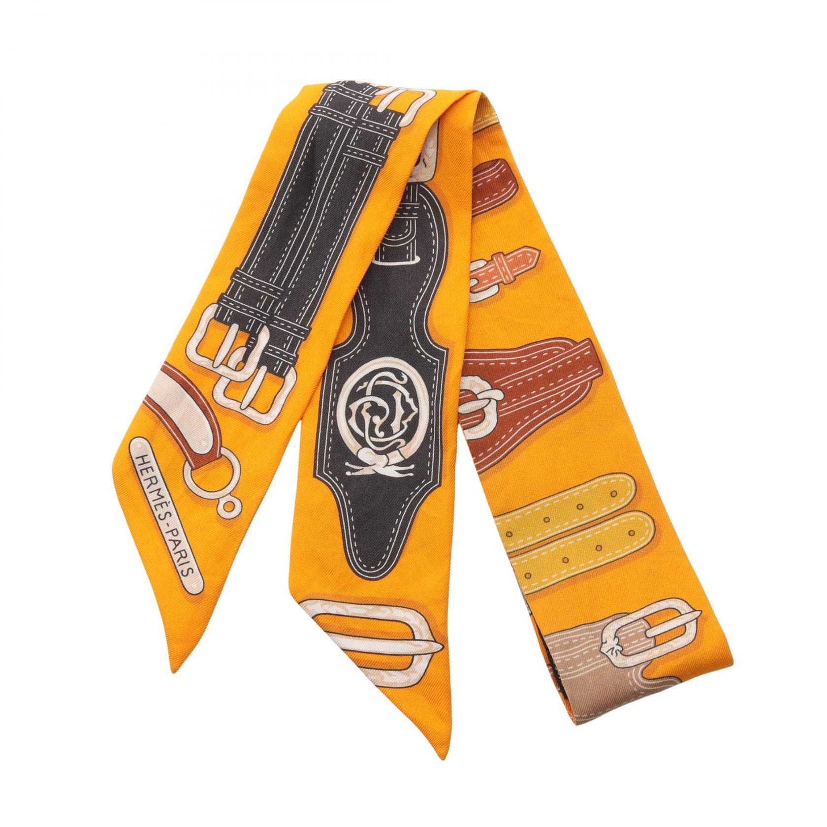 エルメス HERMES ツイリー HARNAIS DES PRESIDENTS スカーフ 衣料品 シルク シルク レディース イエロー系 / マルチカラー 【中古】