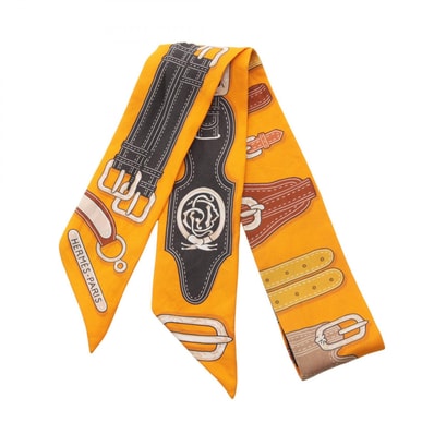 エルメス HERMES ツイリー HARNAIS DES PRESIDENTS スカーフ 衣料品 シルク シルク レディース イエロー系 / マルチカラー 【中古】