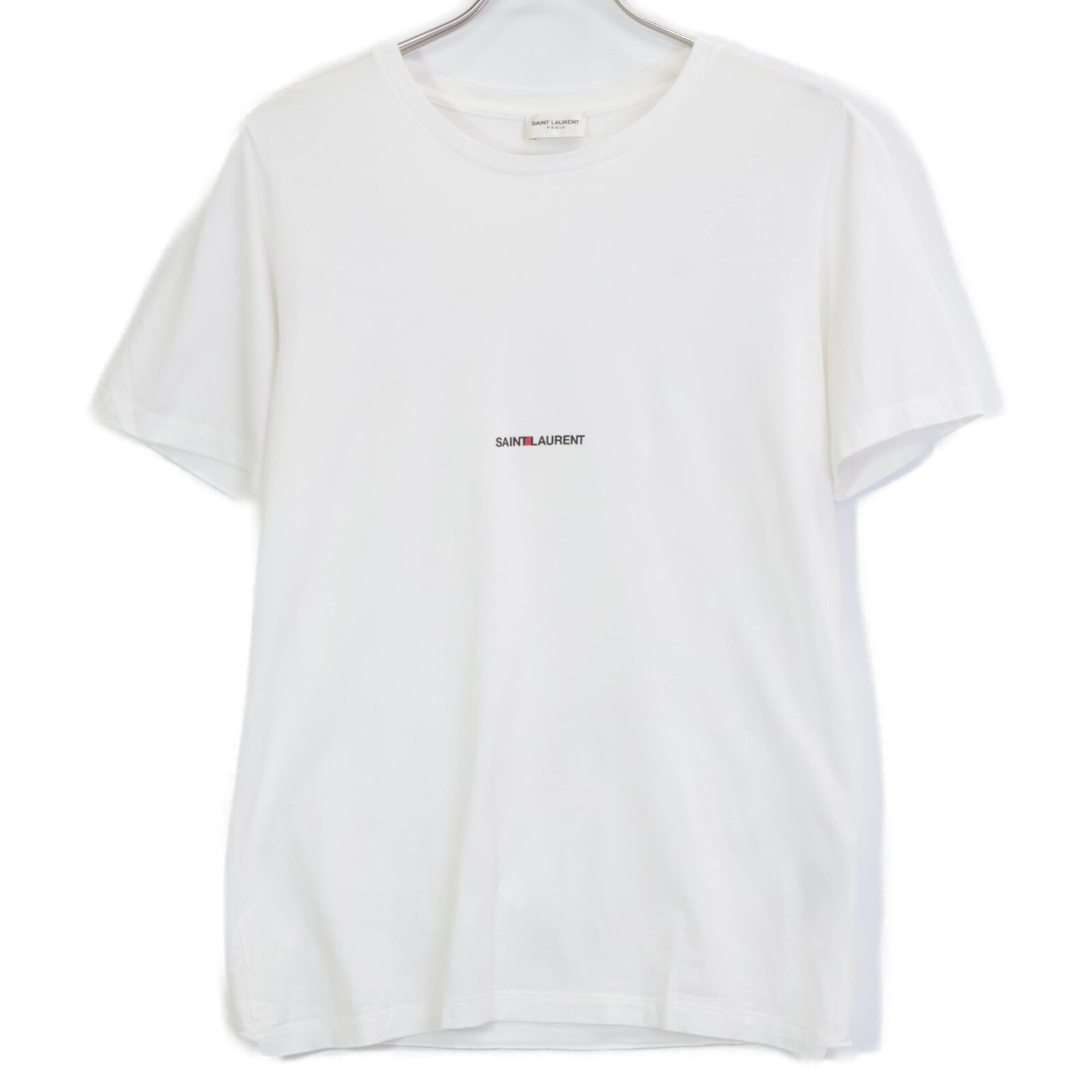 サンローランパリ 17年 464572 ホワイト コットン ロゴ Tシャツ XS