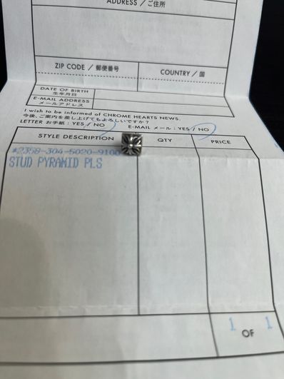 Chrome Hearts Pyramid Plus Stud "Silver"