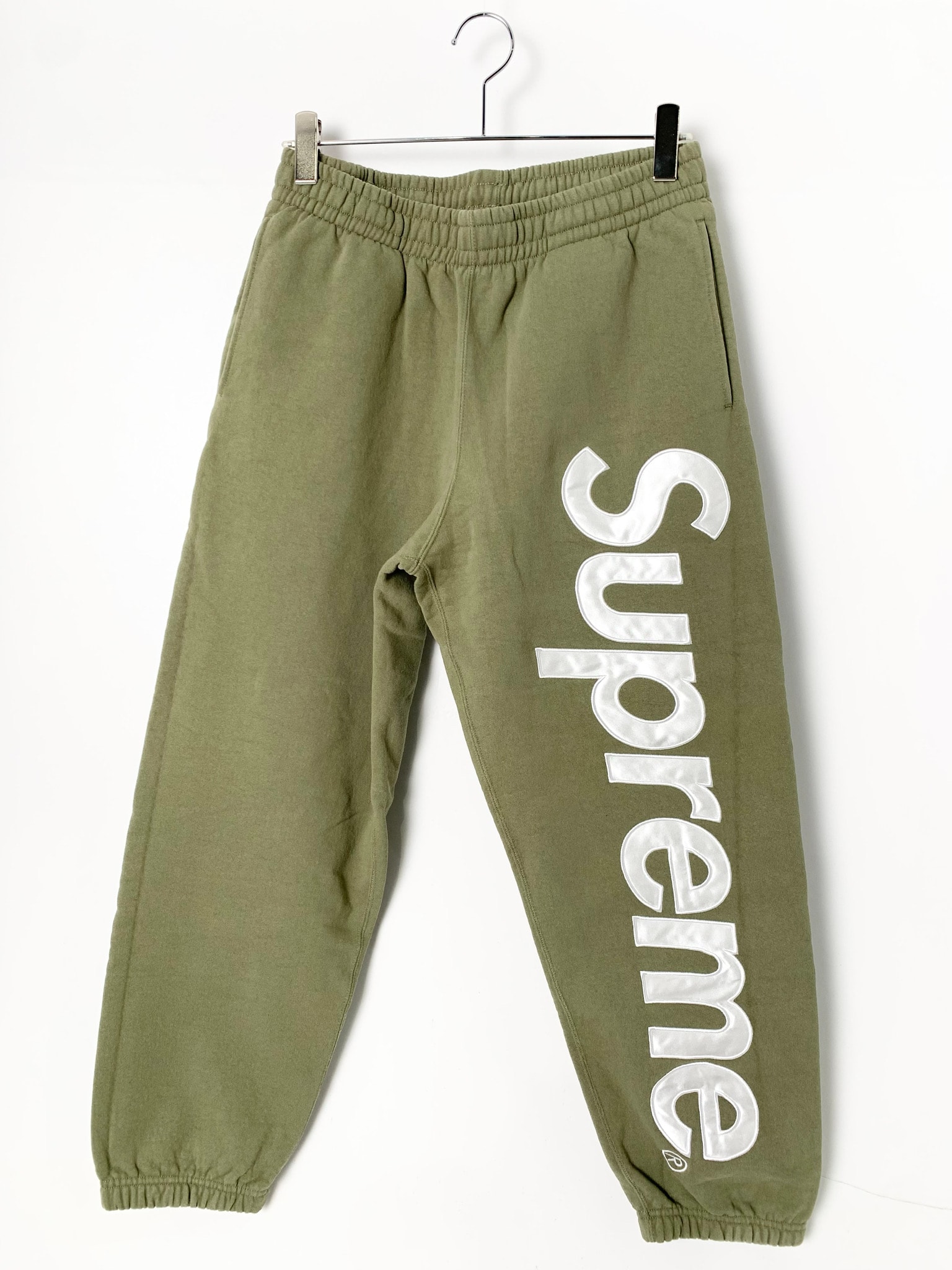 Supreme Satin Applique Sweatpant (23FW) "Light Olive"