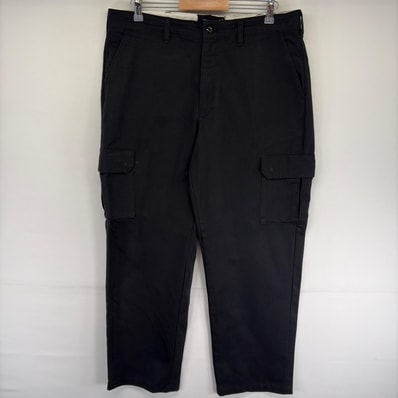古着 レッドキャップ RED KAP パンツ ワーク カーゴ ワークパンツ ワンポイントロゴ ジッパーフライ w38 L32 ブラック系 メンズ