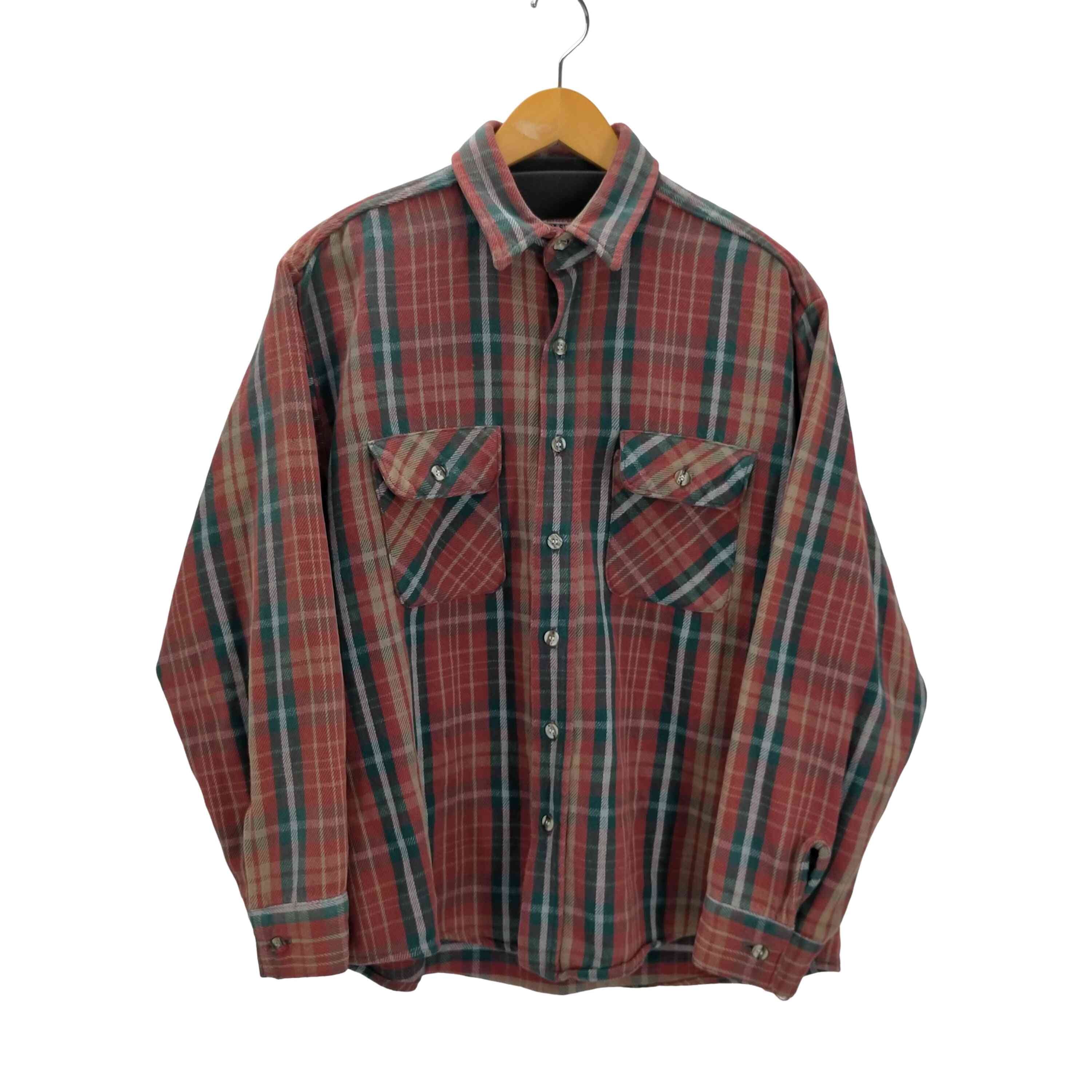 90S USA製 Outdoor ALSKA SHITRS 両フラップ コットン フランネル シャツ 1995年製【1142297476904】