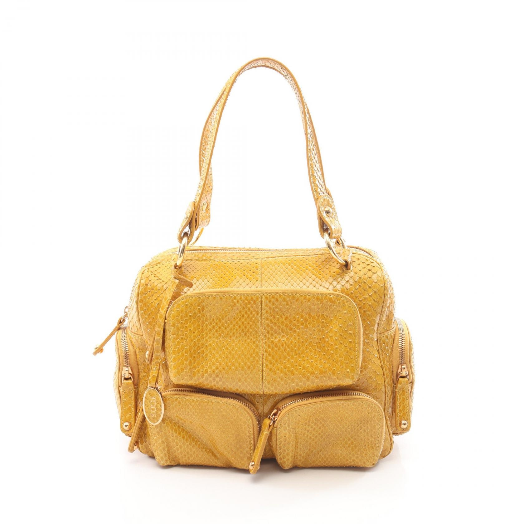 トッズ TOD'S ハンドバッグ バッグ エキゾチックレザー レディース イエロー系 【中古】