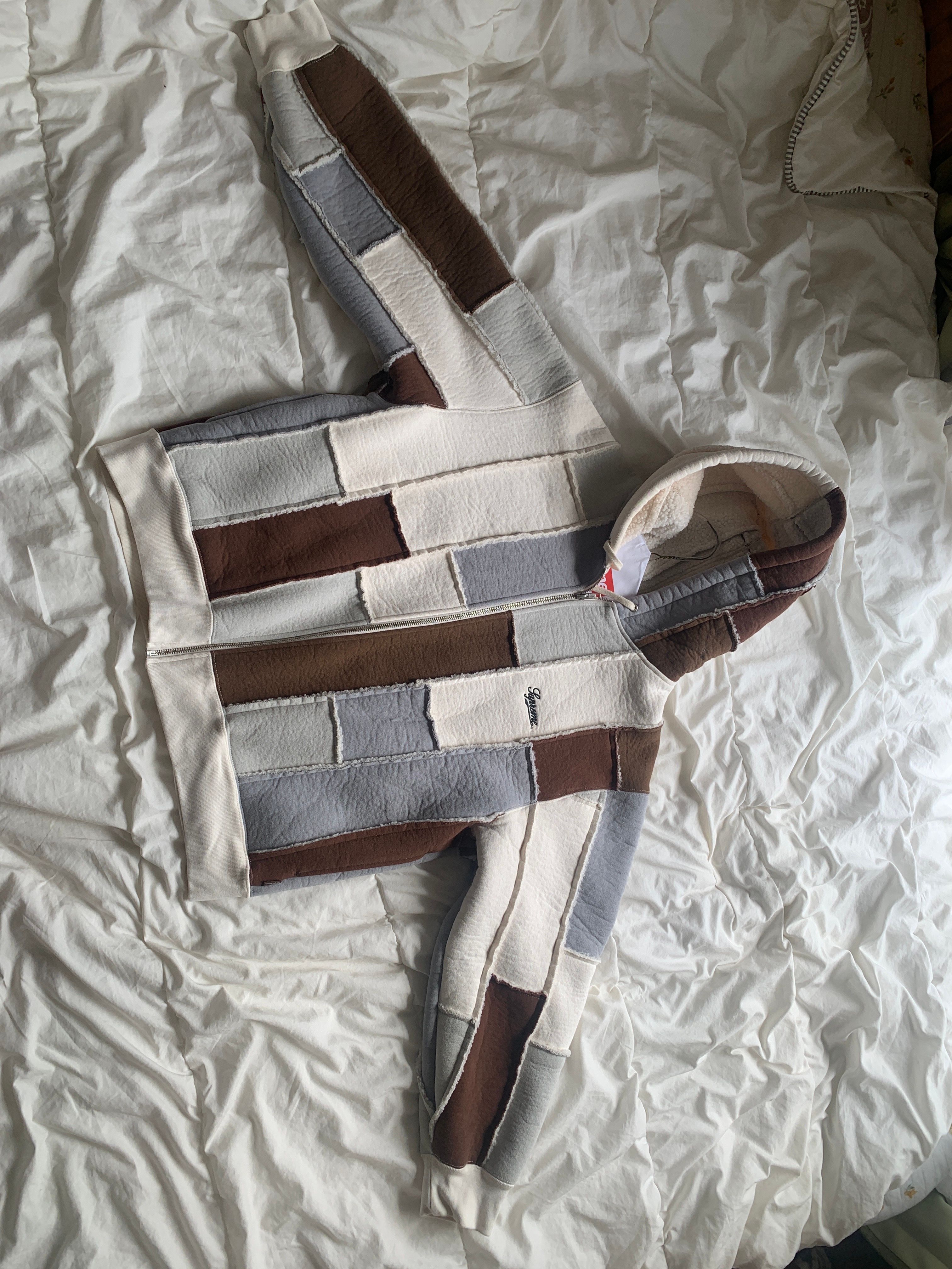 Supreme Faux Shearling Zip Up Hooded Sweatshirt "Natural"