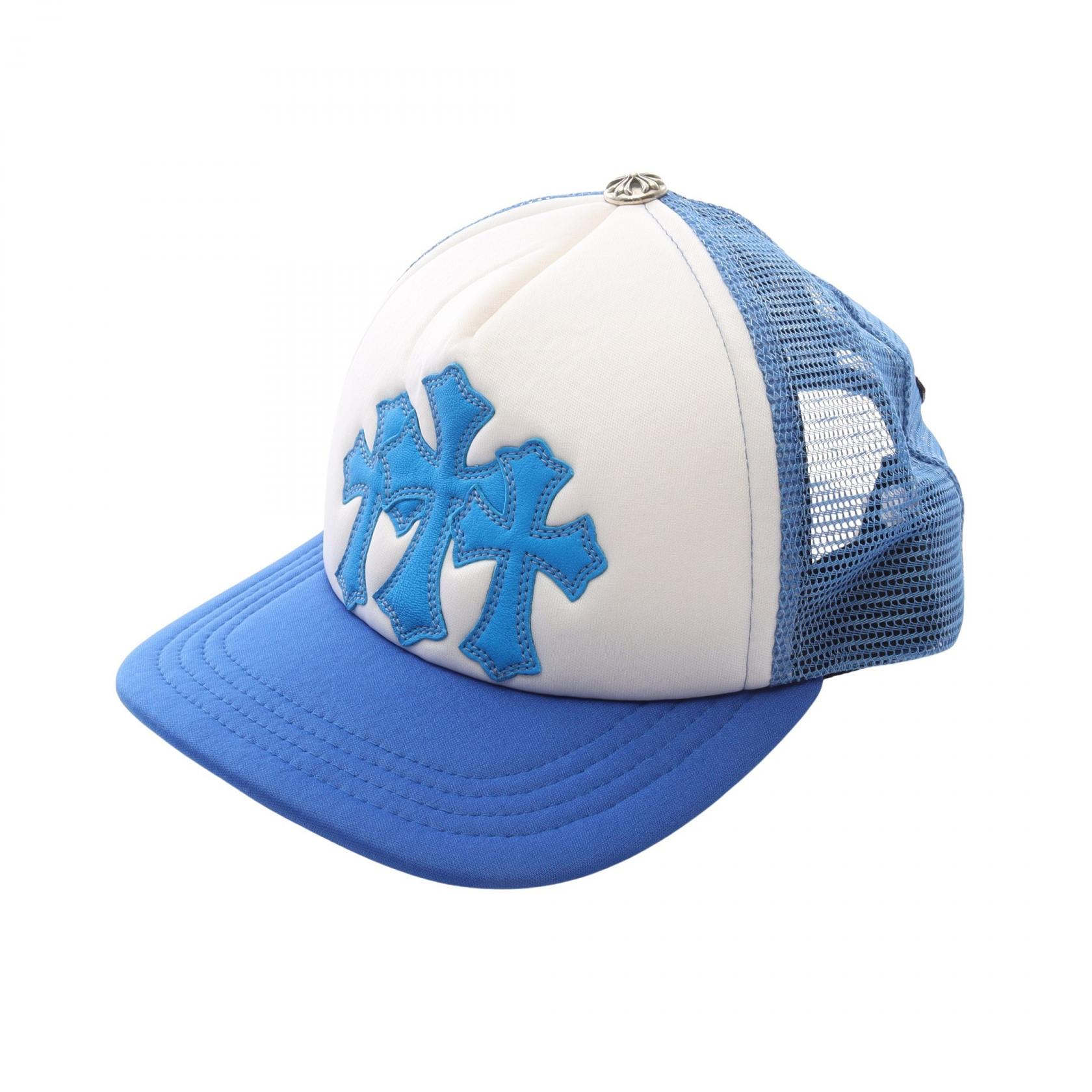 Chrome Hearts 3 Cemetery Cross Patch Trucker Hat "Blue"
