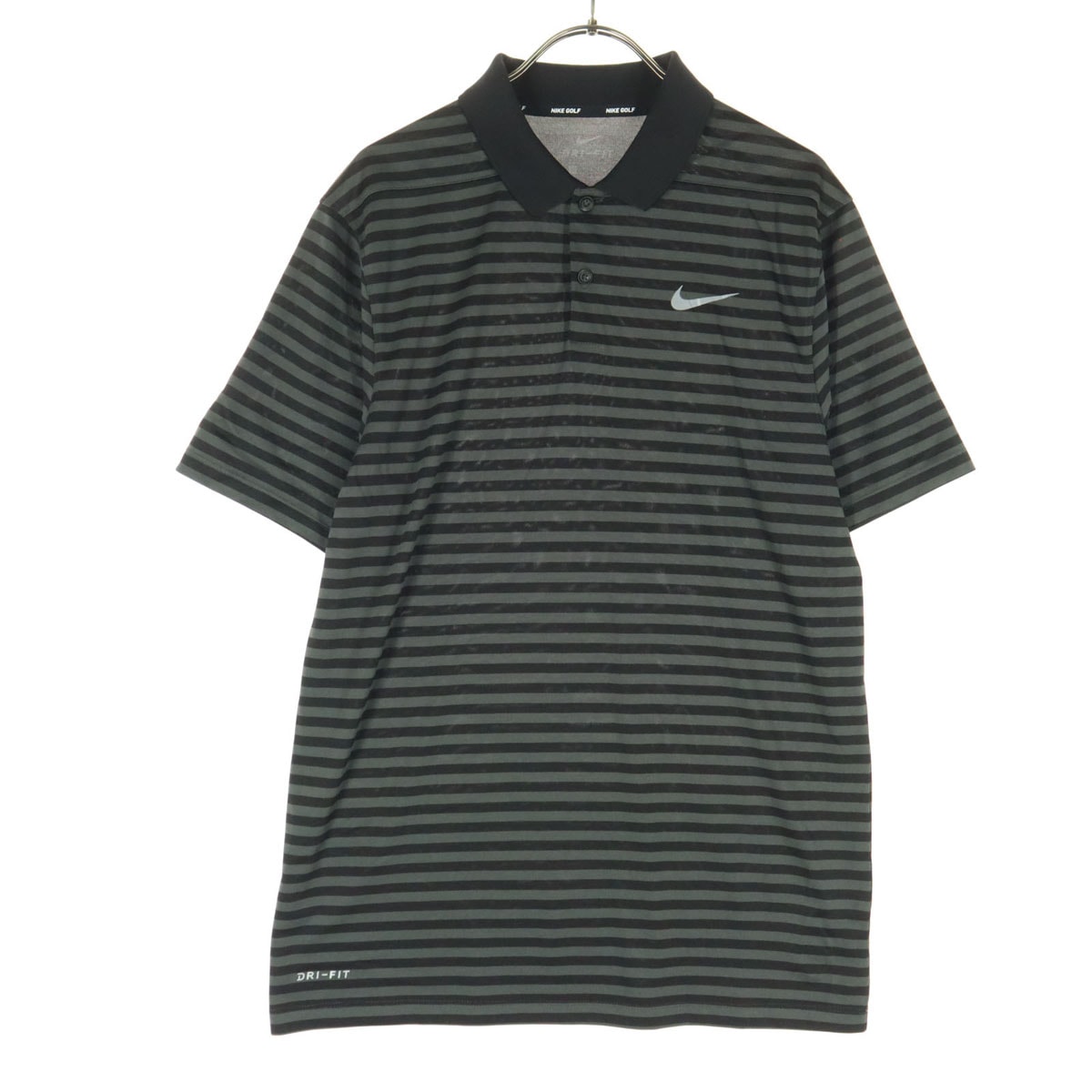 美品 NIKE GOLF ナイキゴルフ ボーダー柄 バイカラー 半袖 ポロシャツ S ブラック