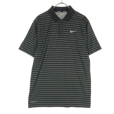 美品 NIKE GOLF ナイキゴルフ ボーダー柄 バイカラー 半袖 ポロシャツ S ブラック
