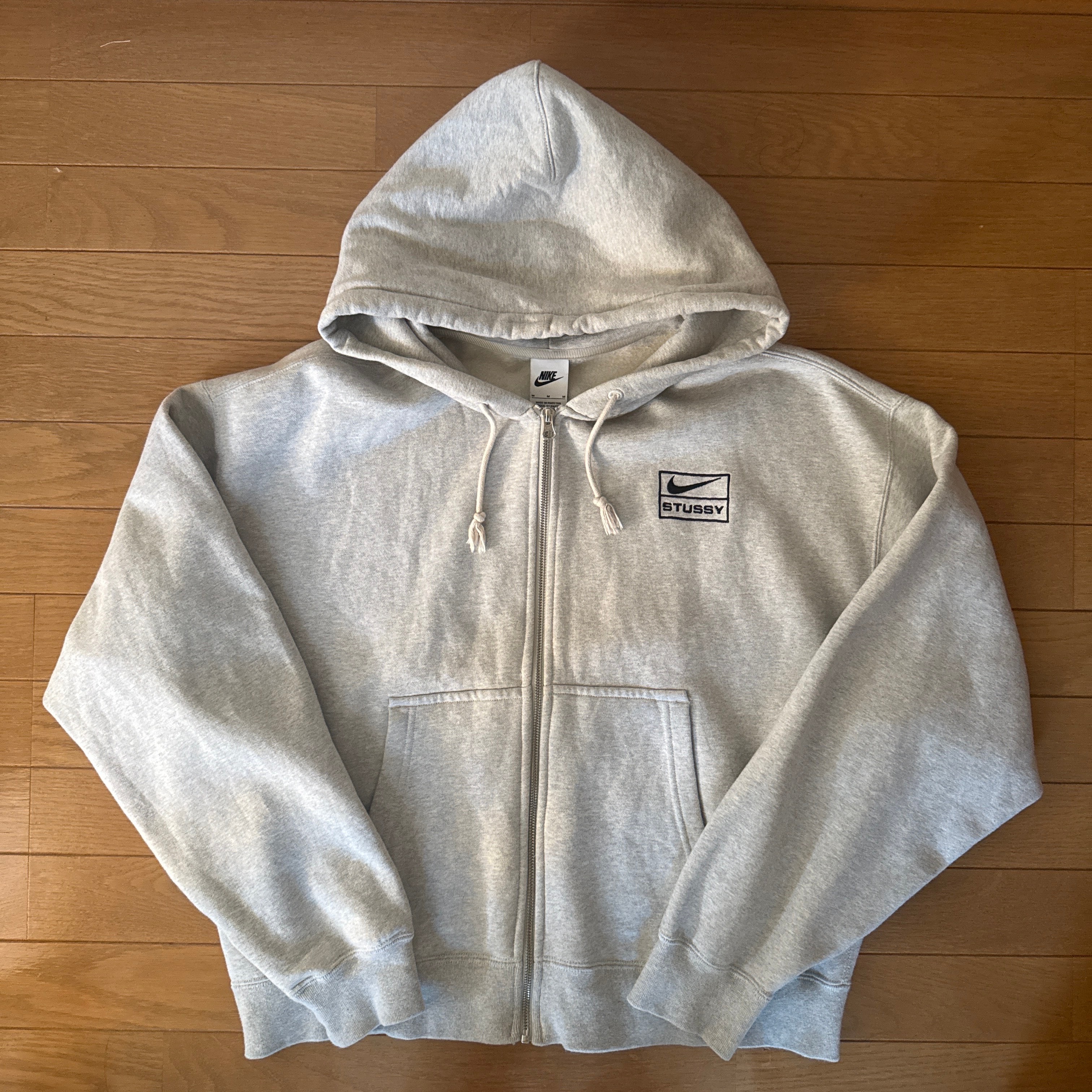 Stussy x Nike Fleece Zip Hoodie "Grey Heather" (US Size) FJ9181-050