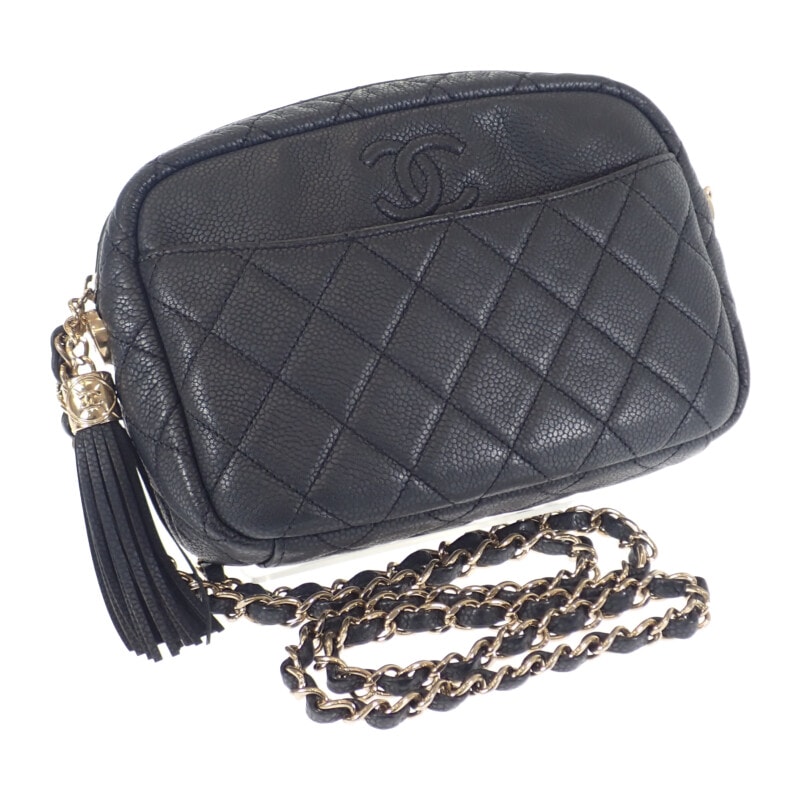 シャネル CHANEL マトラッセ カメラバッグ チェーン A57719 ショルダーバッグ キャビアスキン ブラック ゴールド金具 レディース【中古】【Bランク】