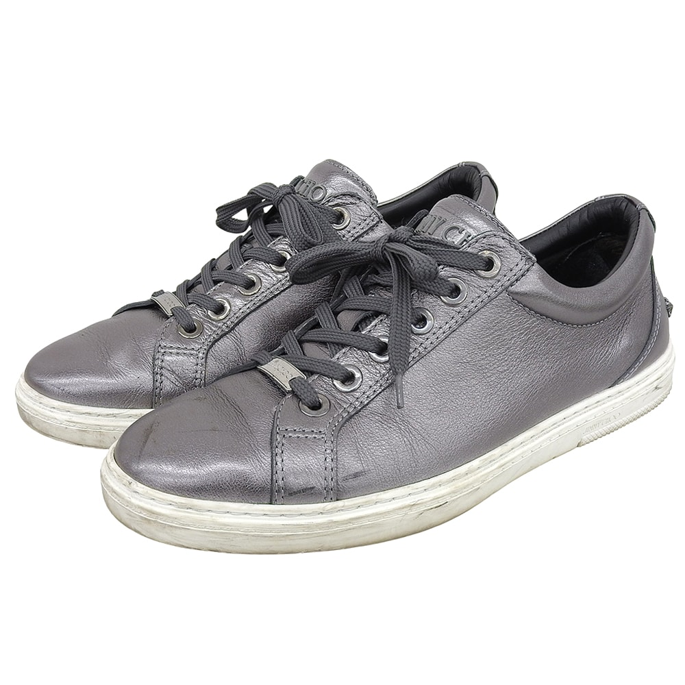 ジミーチュウ メタリック スタースタッズ ローカット スニーカー シューズ メンズ シルバー 27.0cm 42