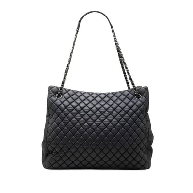 シャネル マトラッセ キルティング チェーン トートバッグ ショルダーバッグ ネイビー シルバー レザー レディース CHANEL 中古
