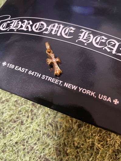 Chrome Hearts 22K CH Cross Baby Fat Charm with Pave Diamond "Yellow Gold"