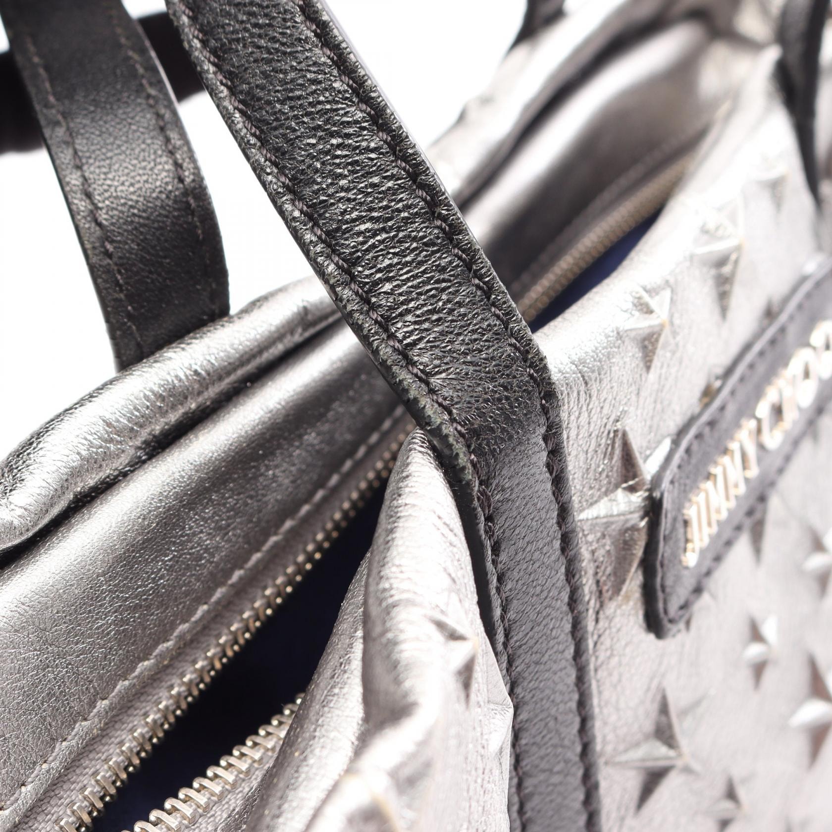 専用品JIMMY CHOO MINISARA シルバー レザー2WAYバッグ D (傷や汚れあり)】ジミーチュウ JIMMY CHOO MINISARA ミニサラ スター