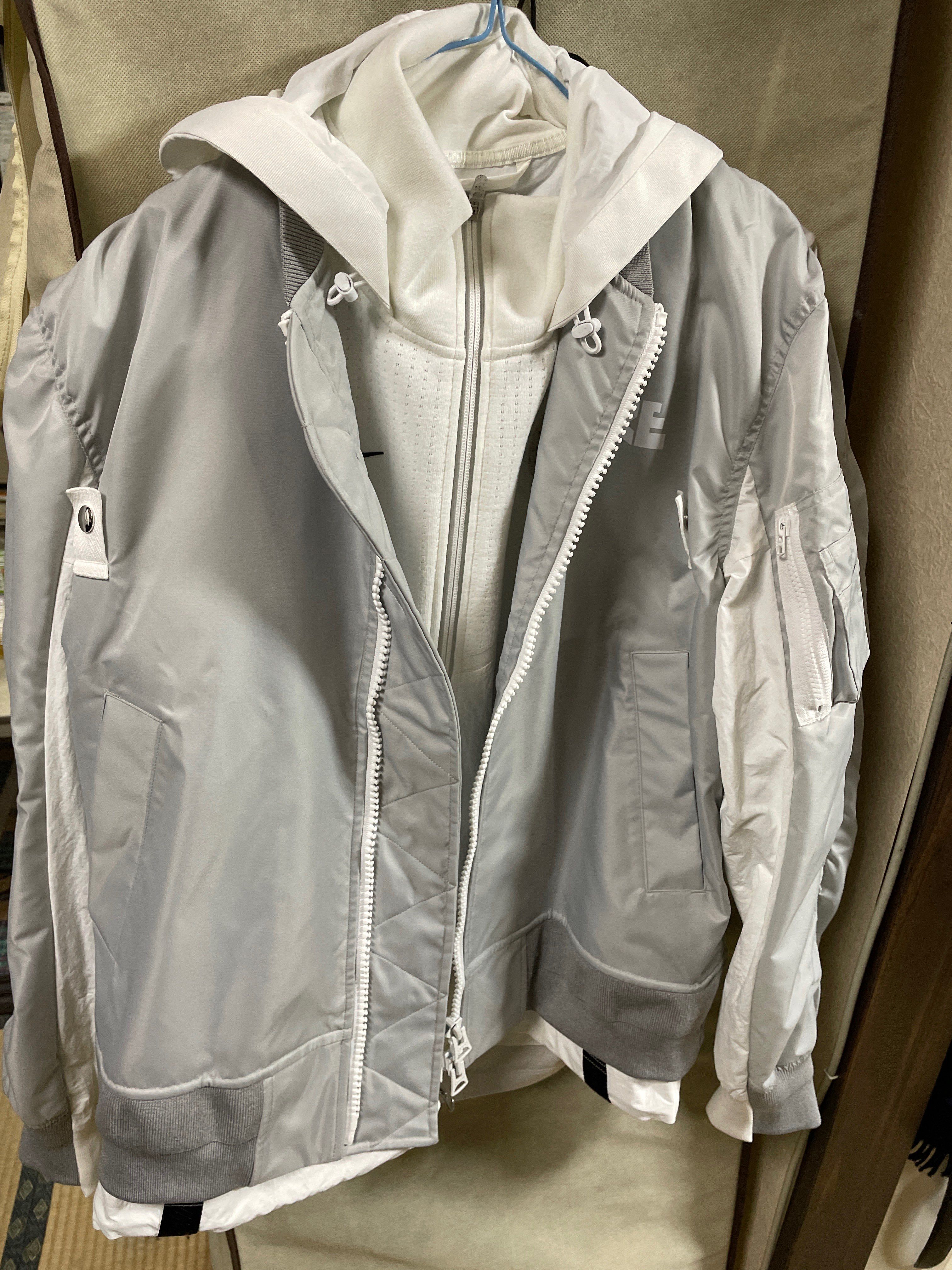 Nike x Sacai NRG Layered Bomber Jacket "Grey Fog"