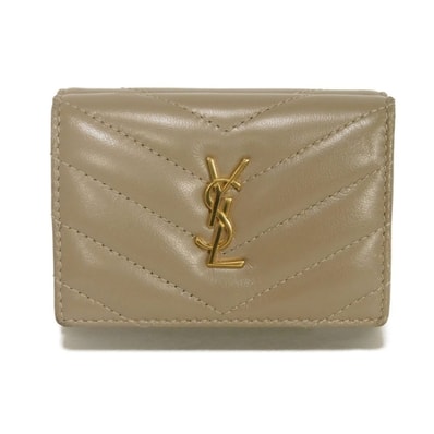 SAINT LAURENT PARIS サンローランパリ カサンドラ オリガミ タイニーウォレット キルティング スナップボタン 札入れ カードケース コインケース YSL ダスティグレー 三つ折り財布 668274 AAA44 1722